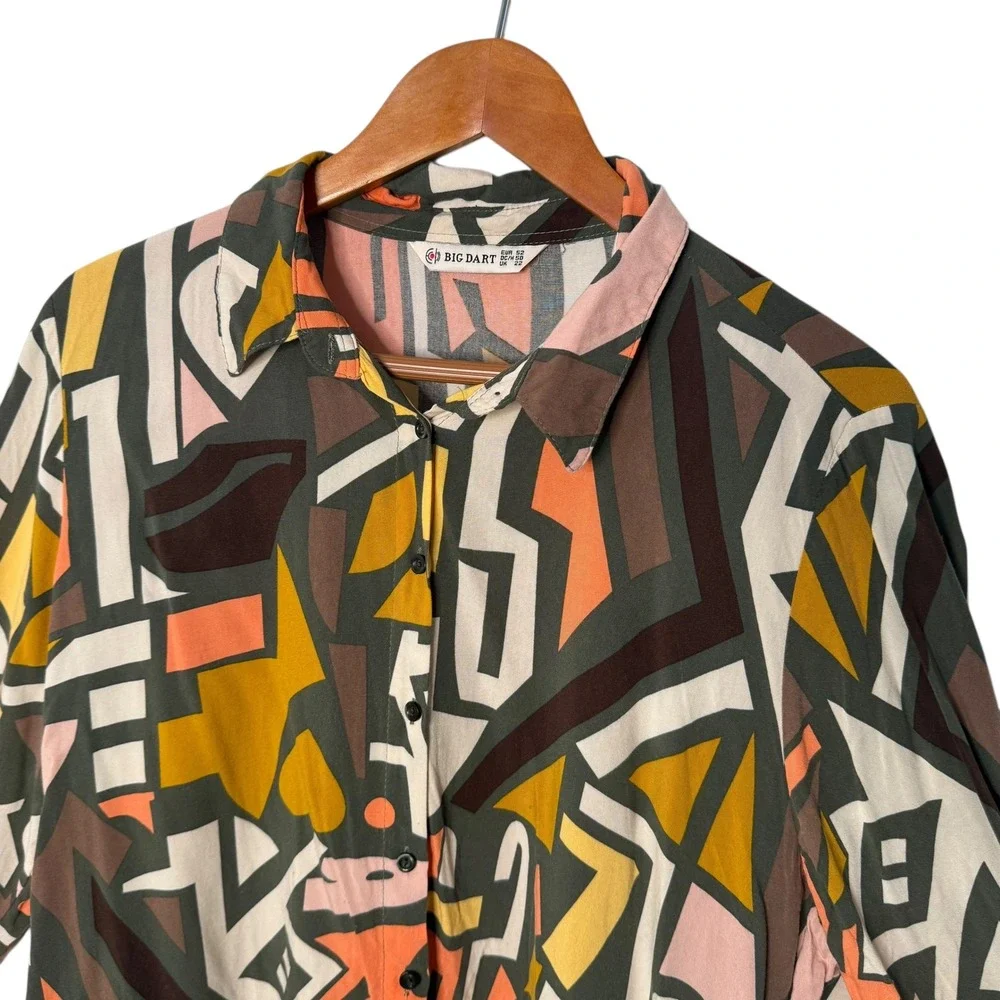 BIG DART Geometric Top Maximalist Abstract Womens XXL EUR 52 Button‎ Statement